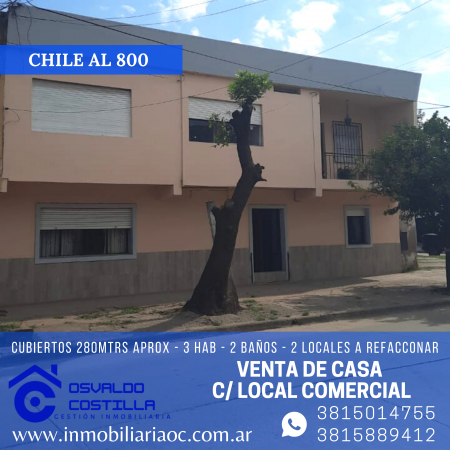 Venta de PH tipo casa c/ locales comerciales  en chile al 800