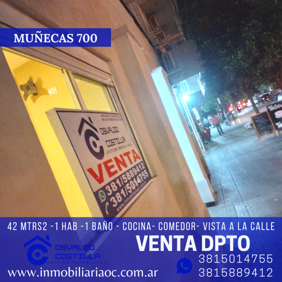 Venta de Dpto. de 1 hab con una ubicacion inmejorable Muñecas 700!