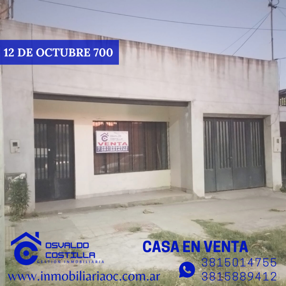 EN VENTA CASA 12 DE OCTUBRE 700. OPORTUNIDAD!!!