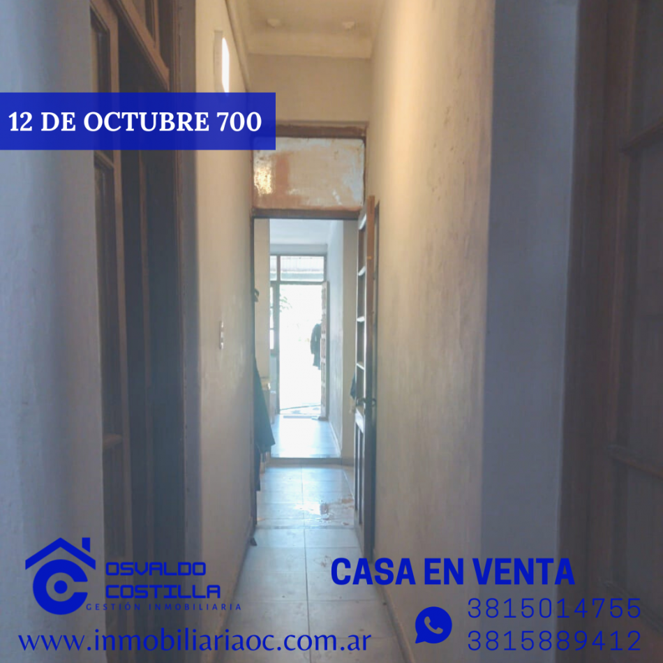 EN VENTA CASA 12 DE OCTUBRE 700. OPORTUNIDAD!!!