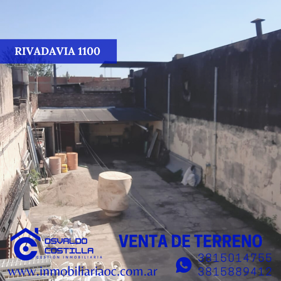 VENTA TERRENO RIVADAVIA 1100