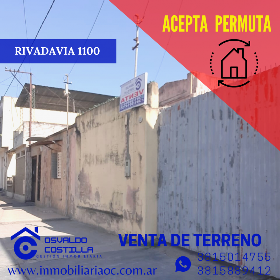 VENTA TERRENO RIVADAVIA 1100