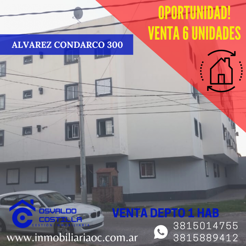 OPORTUNIDAD! DPTO DE 1 HAB UBICADO ALVAREZ CONDARCO AL 300